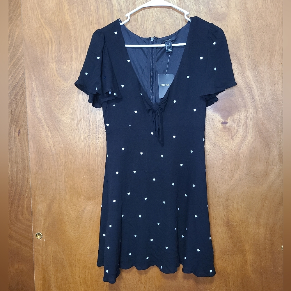 Black Dress with White Heart Pattern